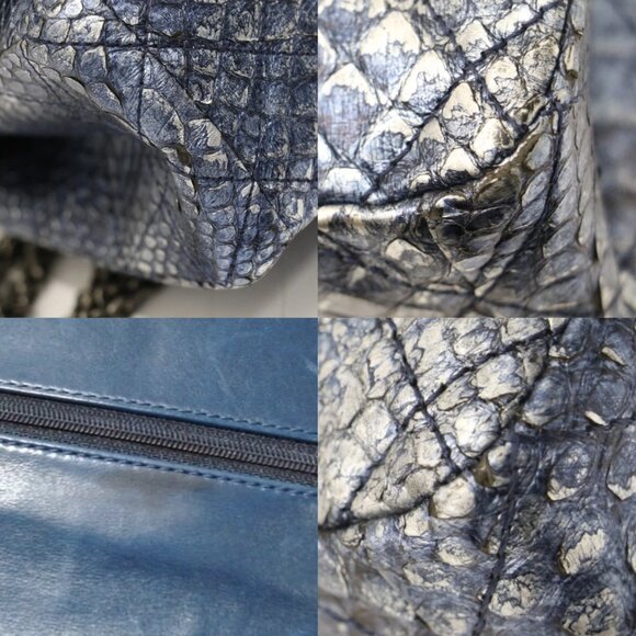 Chanel Blue/Silver Quilted Python Reissue 2.55 Classic Flap Bag 13874706 - Picture 13 of 15